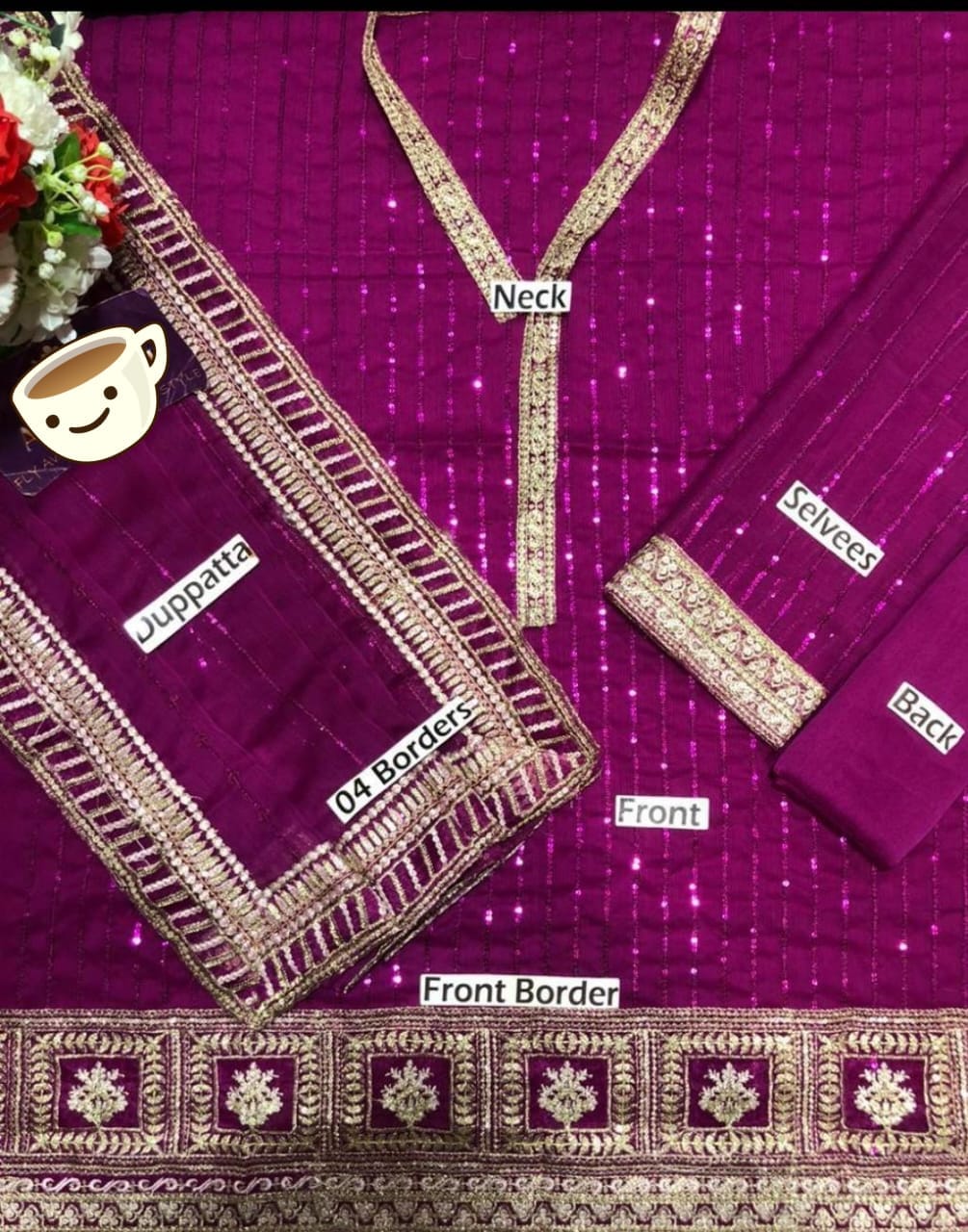 Iznik Heavy Embroidered Chiffon 3pc Sale