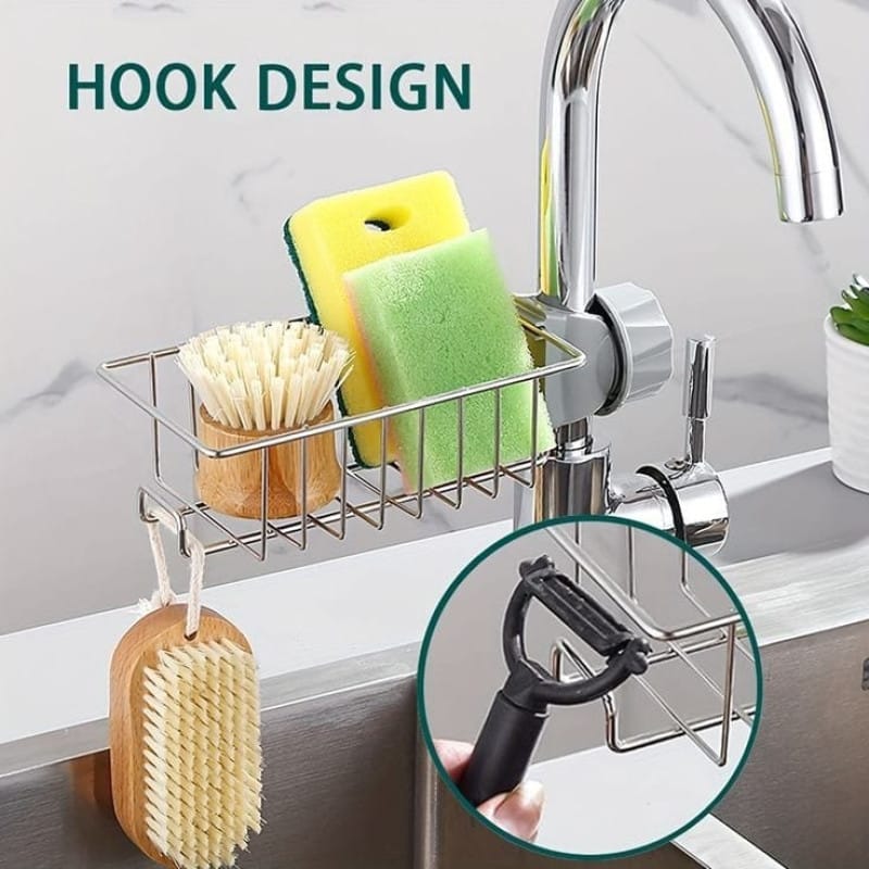 Stainless Steel Faucet Soap Dish Drain Rack