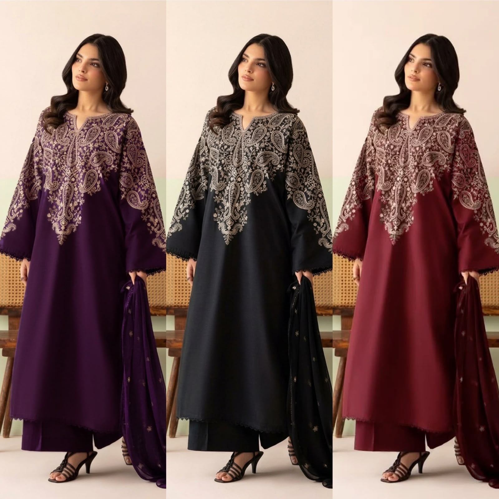 Jazmin Dhanak Embroidered 3PC Suit D#2724 - DESIGN 01