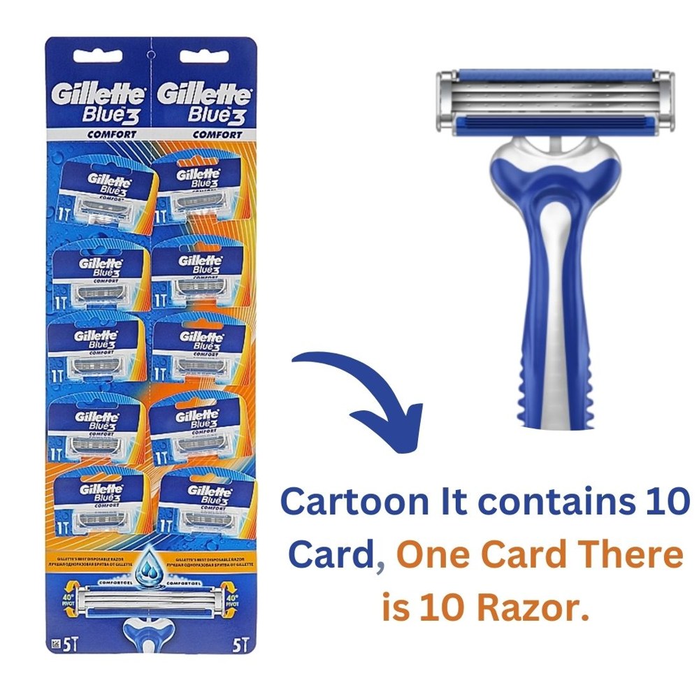 Gillette Blue 3 Razor Card 10 In 1