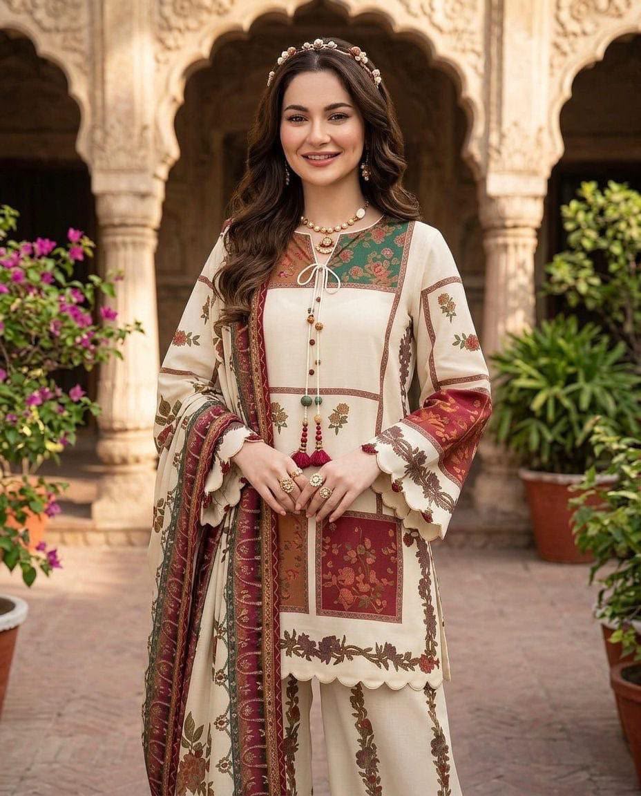 SHAMOOZ SILK DIGITAL PRINTED 3PC - DESIGN 40