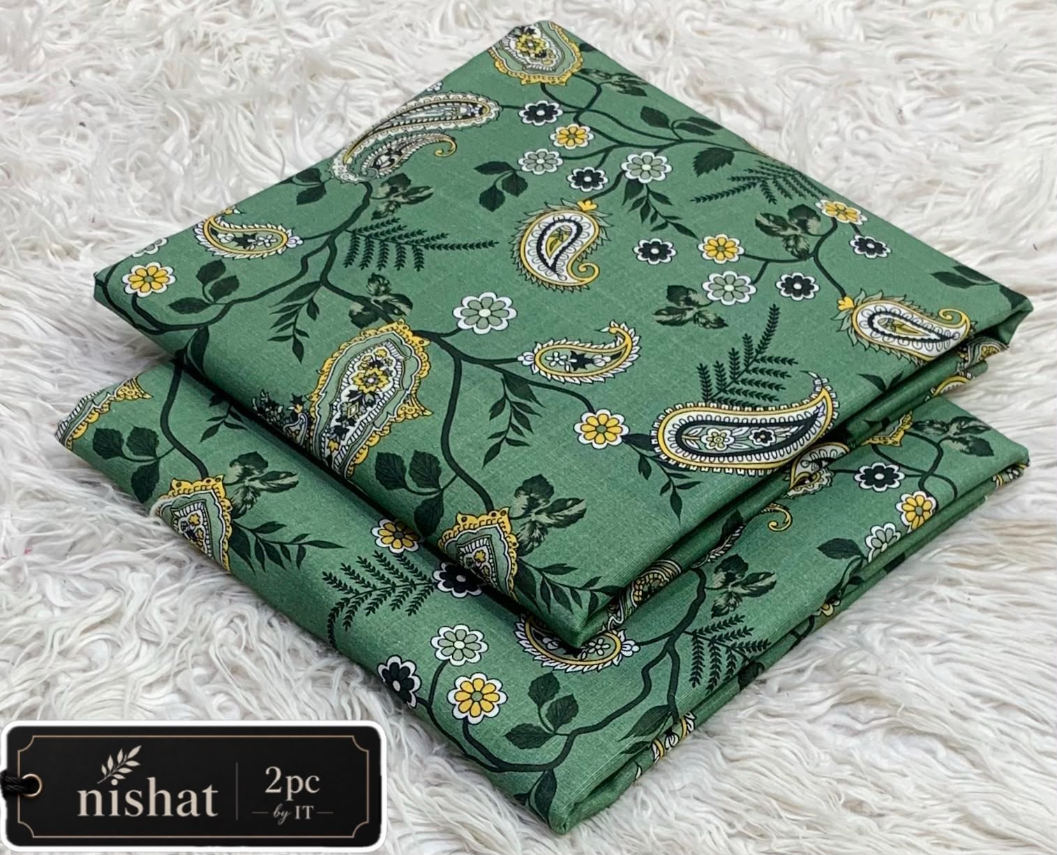 NISHAT ALLOVER KHADDAR 2PC BY IT - GREEN FLORAL