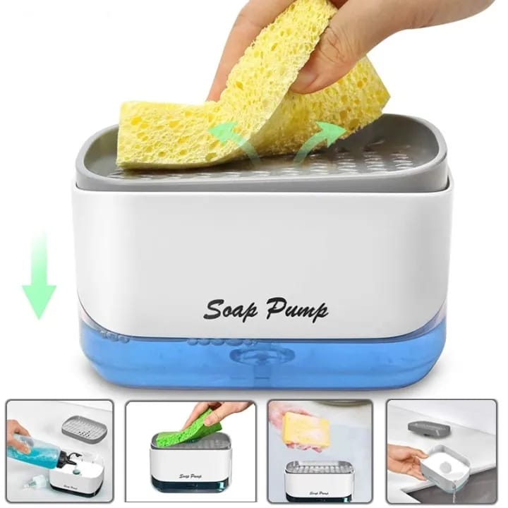 2 in 1 Liquid Soap Dispenser with Sponge Holder