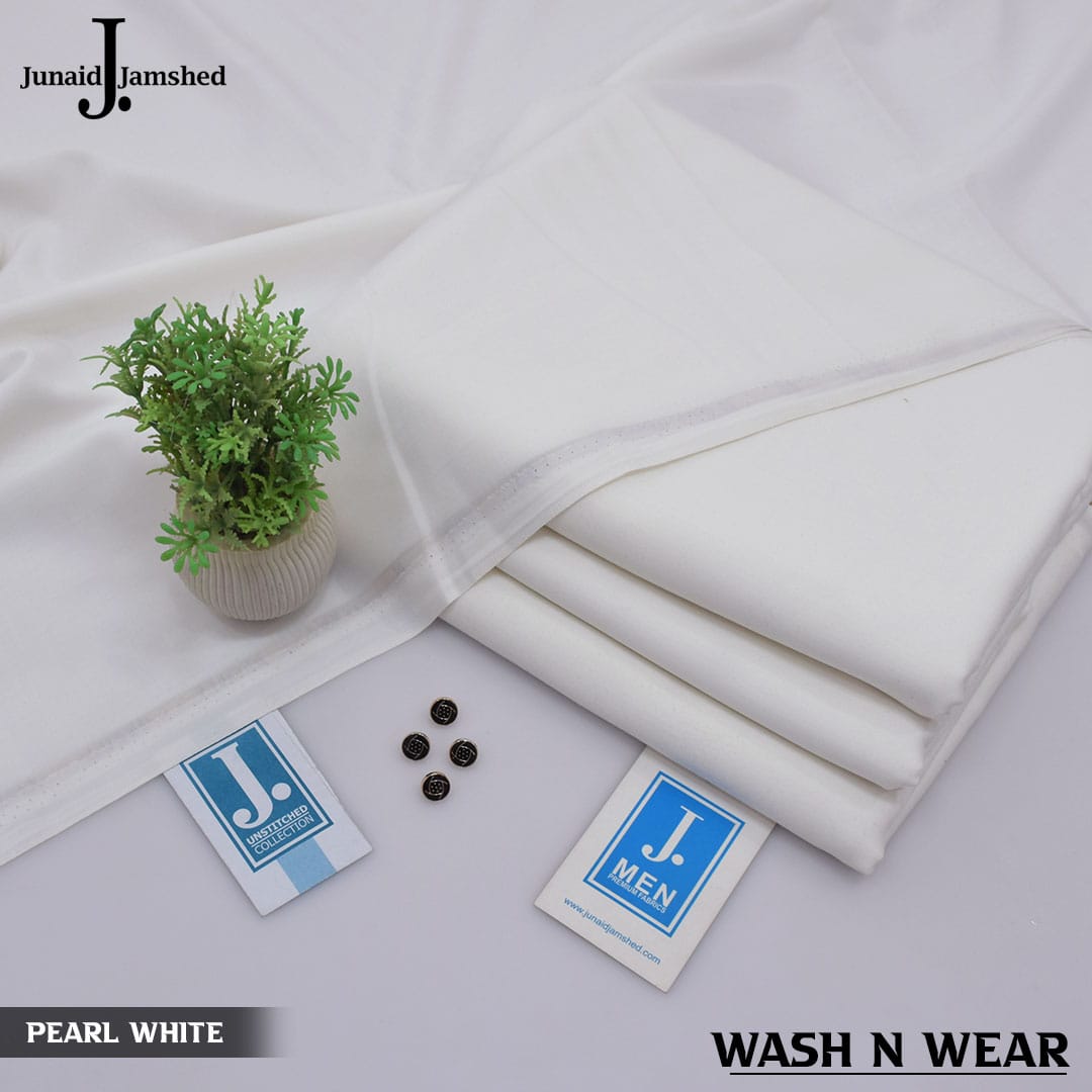 JUNAID JAMSHED SUMMER WASH N WEAR MENS UNSTITCHED - WHITE