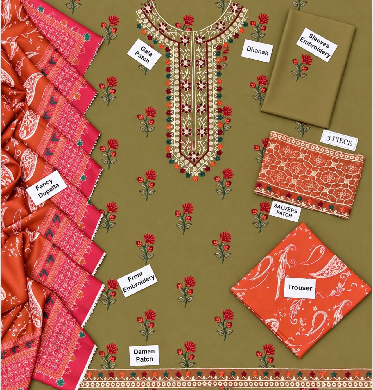 Maria B Winter Dhanak 3pc with Digital Shawl - Design 03