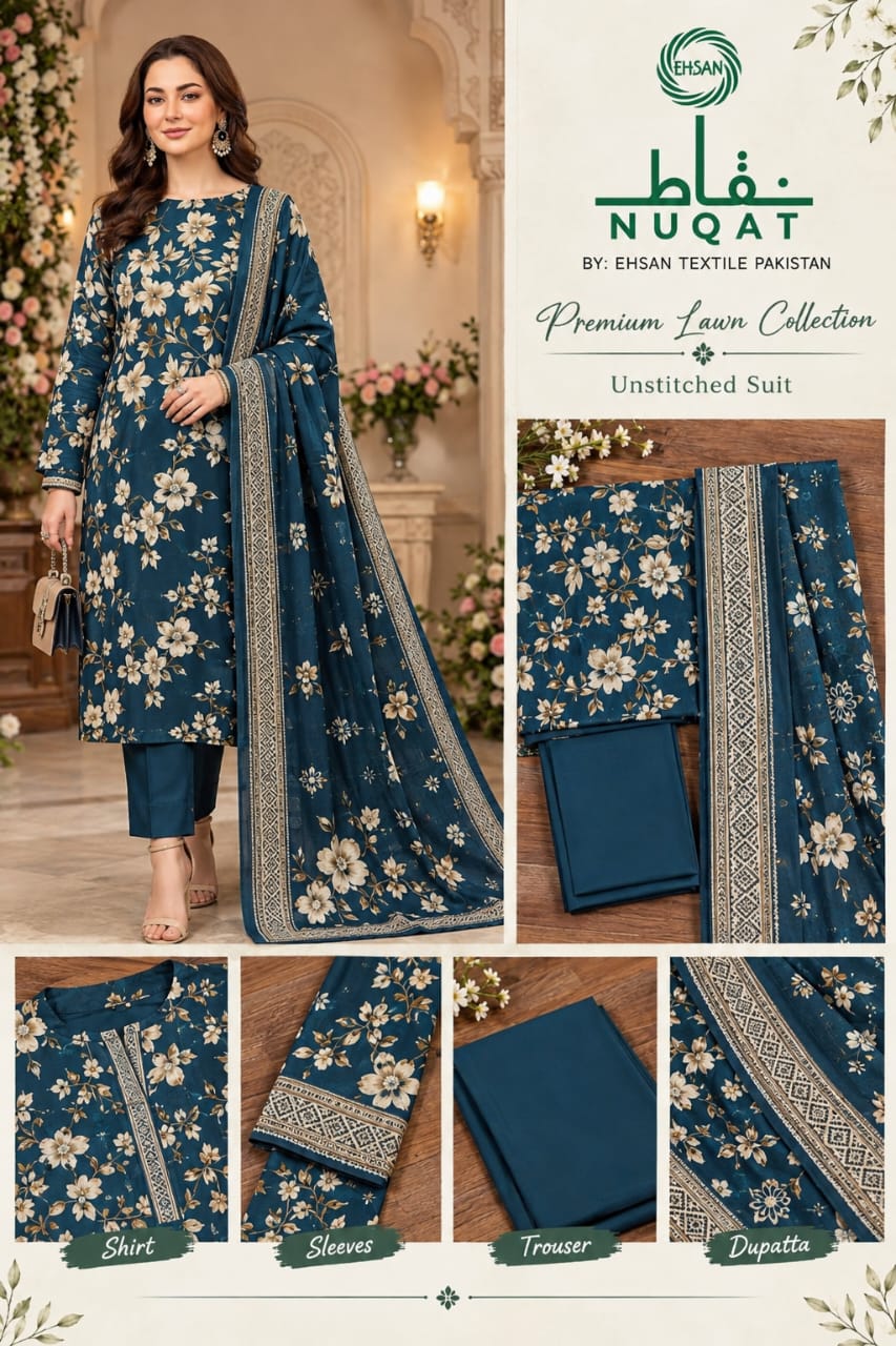 NUQAT by Ehsan Textiles Air Jet Lawn 3pc Vol 9 - DESIGN 03