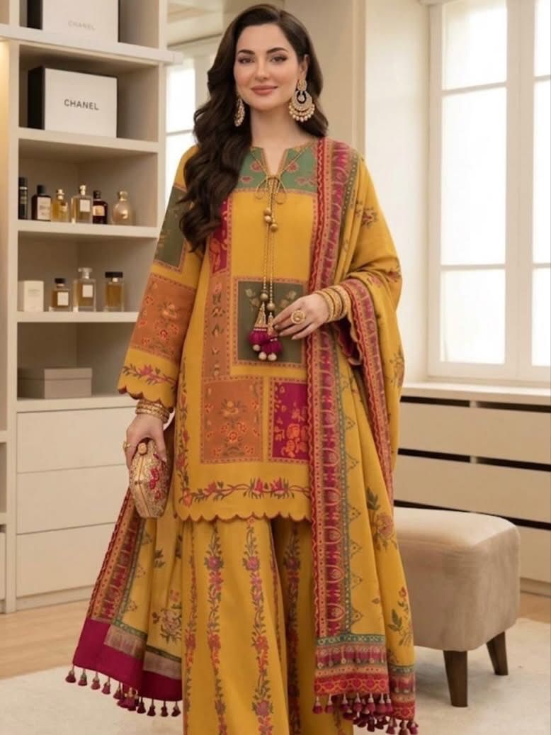 SHAMOOZ SILK DIGITAL PRINTED 3PC - DESIGN 41
