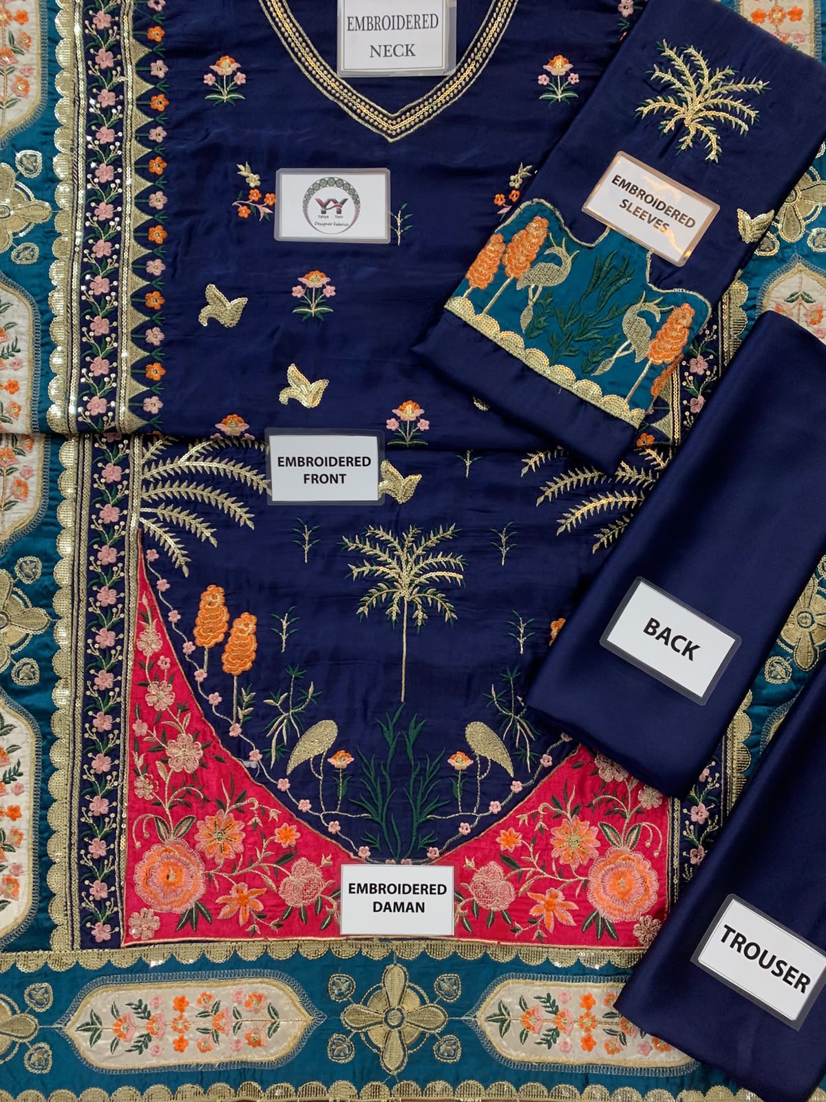 Ethnic Silk Embroidered Kaftan 2PC Suit - DESIGN 04