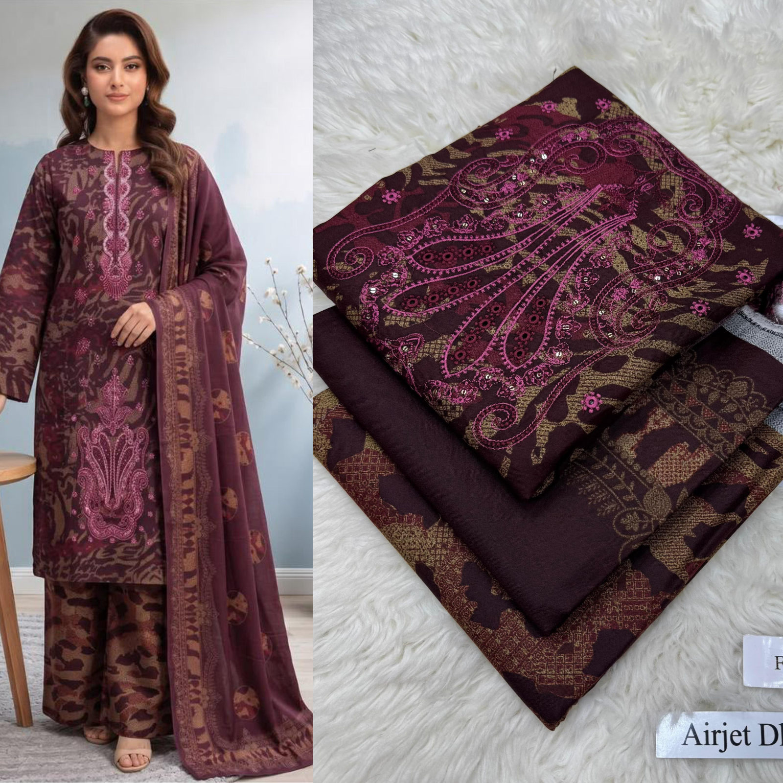 Airjet Dhanak with Dhanak Dupatta Sequence Embroidered - DESIGN 05
