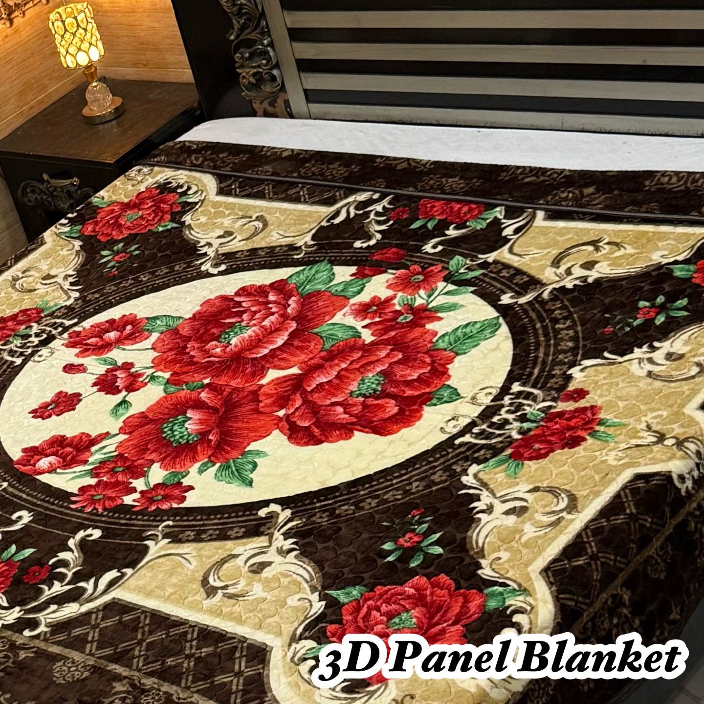 IRANI FOUR BORDER 3D PANEL EMBOSSED BLANKET DOUBLE BED - DESIGN 12