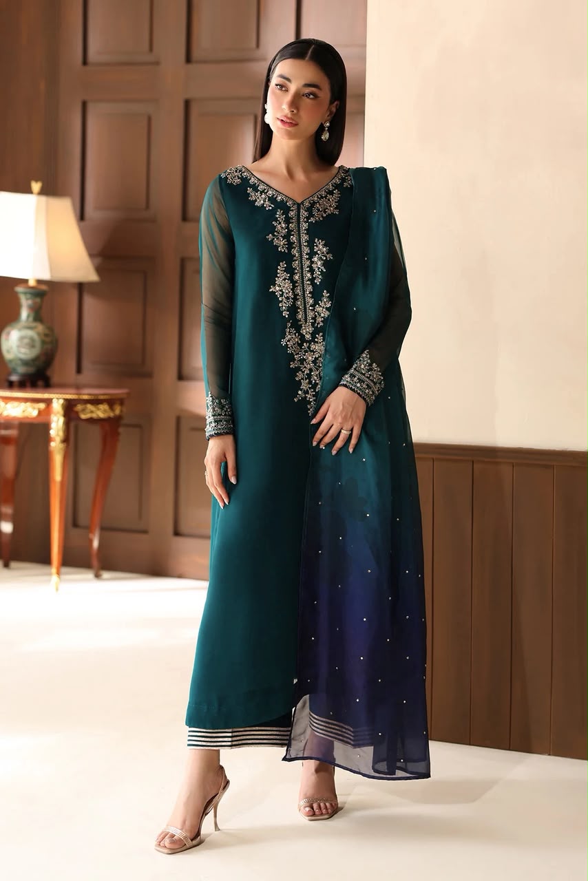 Baroque Silk Unstitched Embroidered 3PC Suit - DESIGN 01