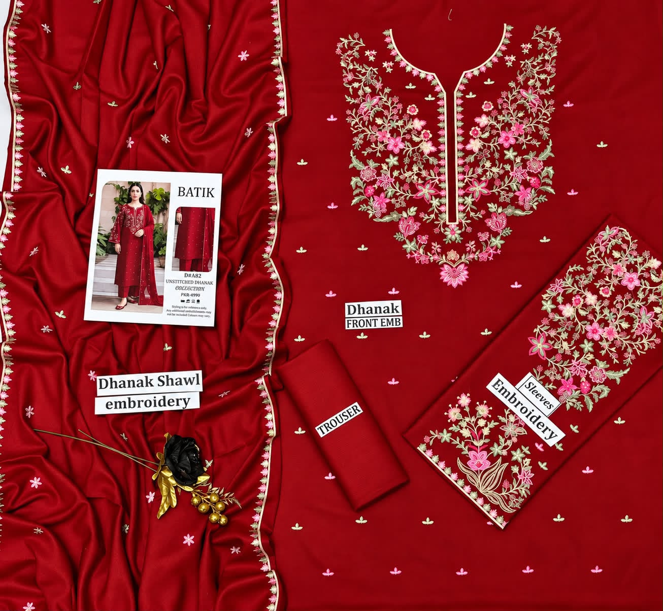 Iznik Dhanak Embroidered 3PC Suit D#2744 - DESIGN 05