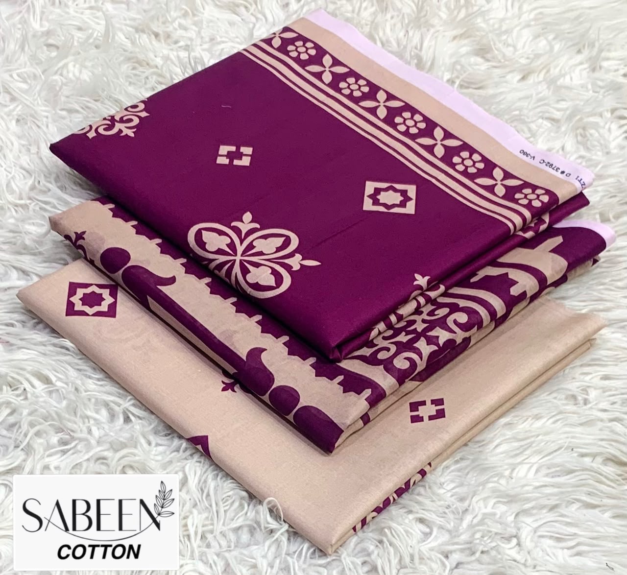 SABEEN COTTON ORIGINAL 3PC - MAGENTA PEACH