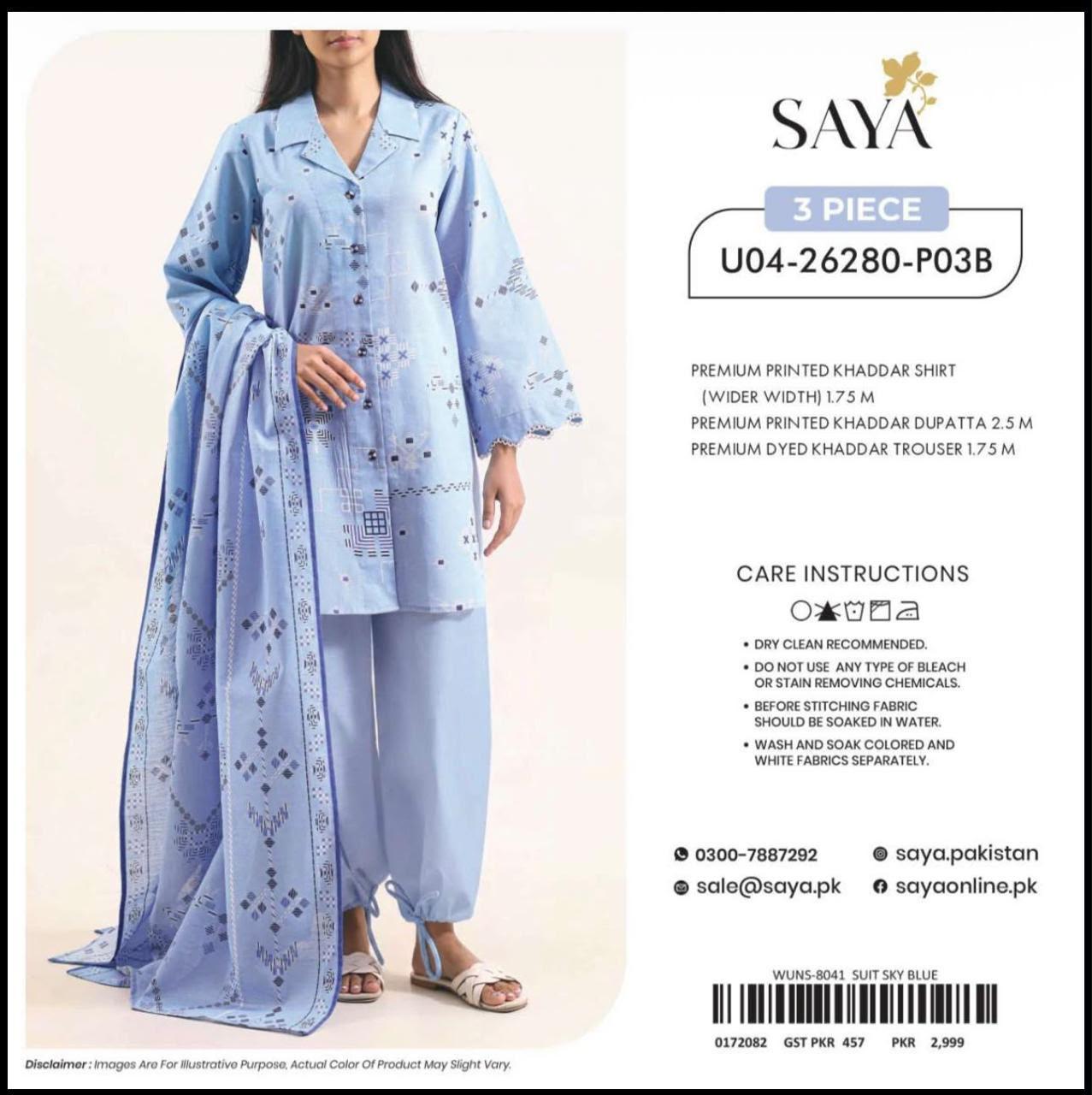 Azure Chiffon Unstitched Embroidered 3PC Suit - DESIGN 09