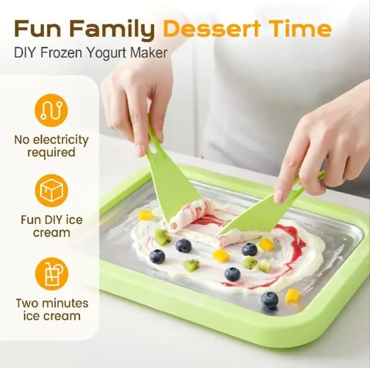 Rolled Ice Cream Maker Pan with 2 Scrapers