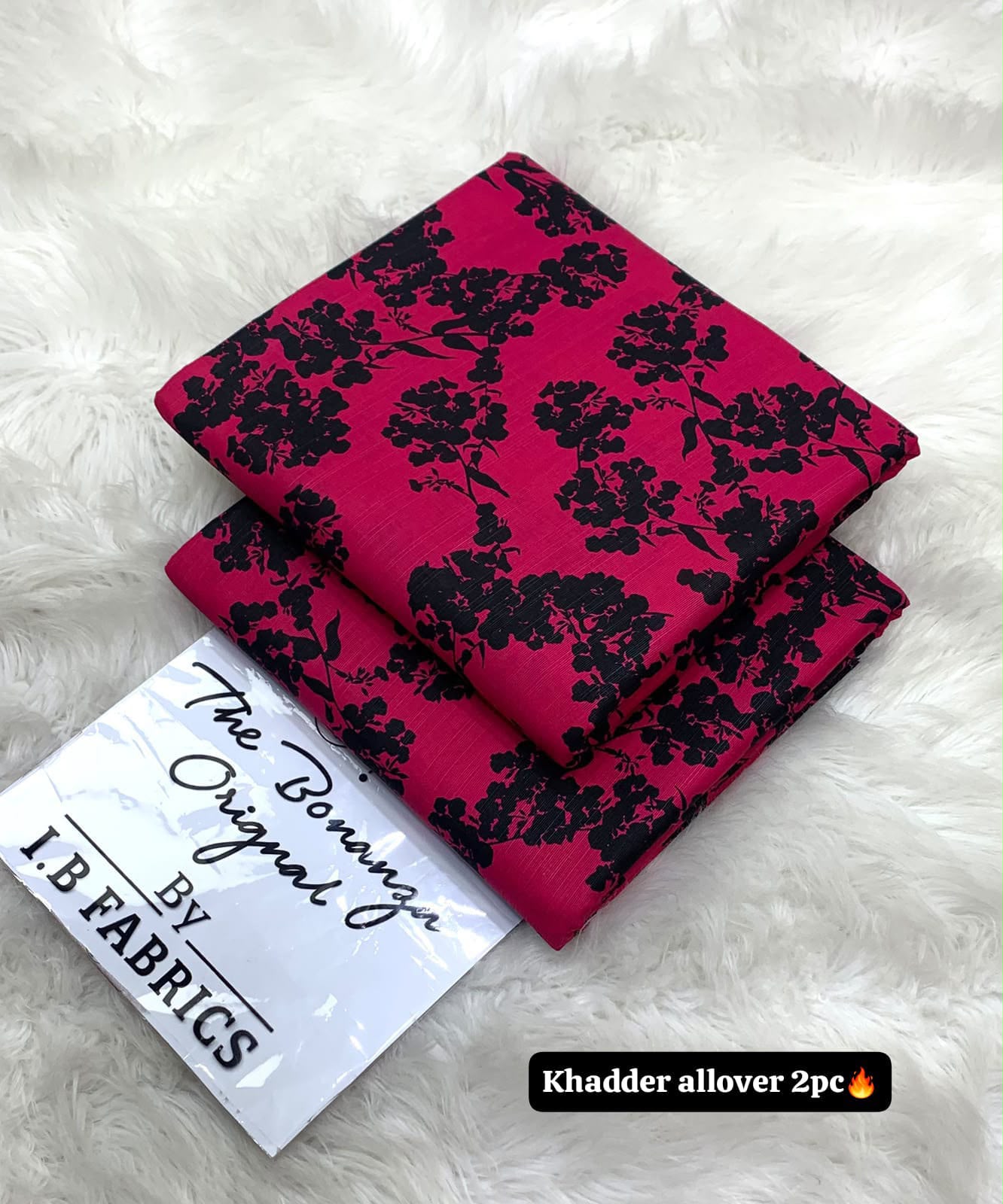 BONANZA 2PC KHADDAR ALLOVER ORIGINAL - PINK ROSE