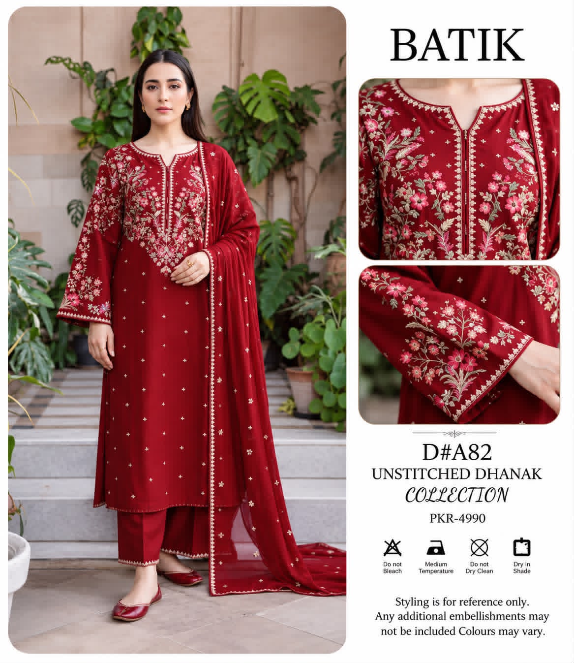 Iznik Dhanak Embroidered 3PC Suit D#2744 - DESIGN 04