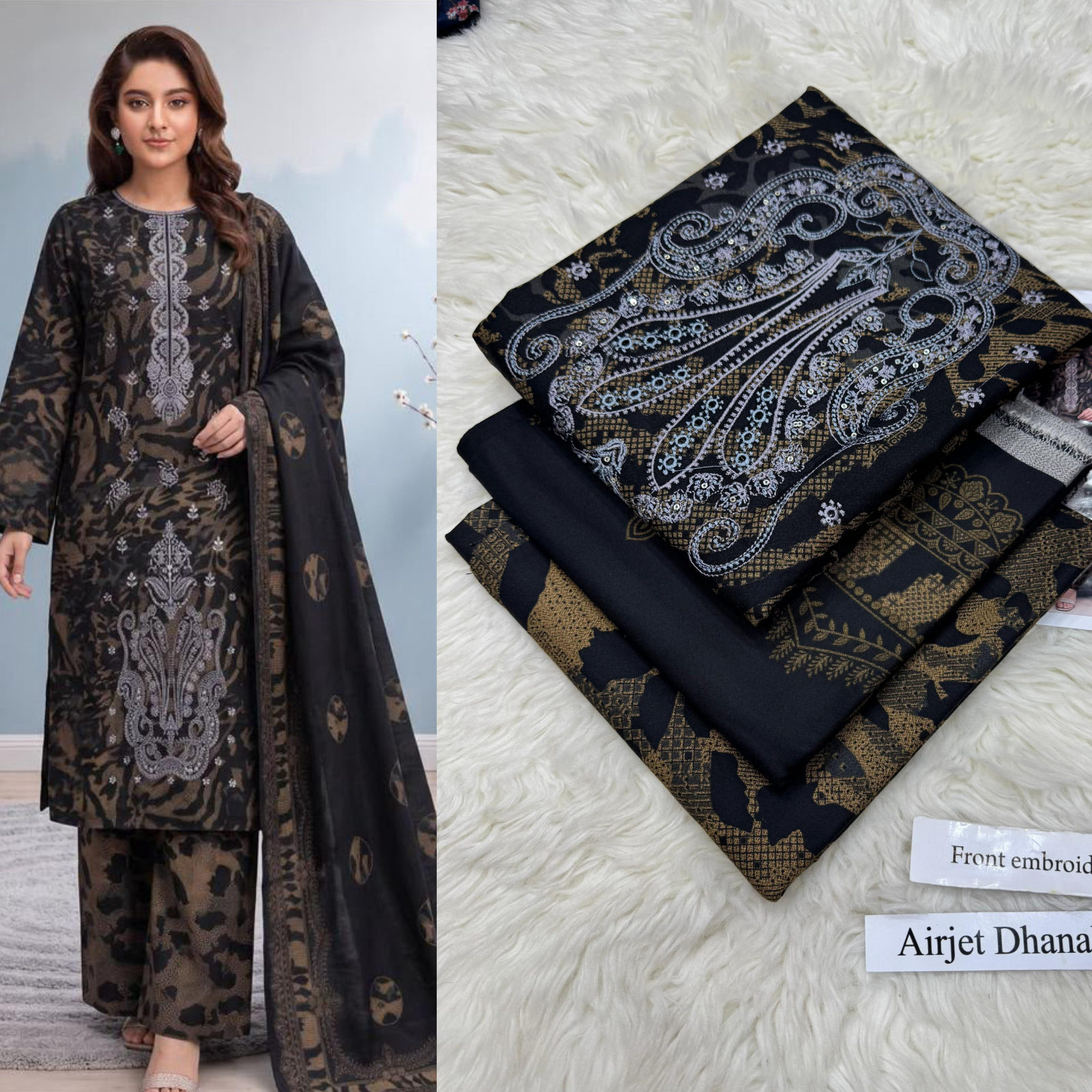 Airjet Dhanak with Dhanak Dupatta Panel Sequence Embroidered - DESIGN 08