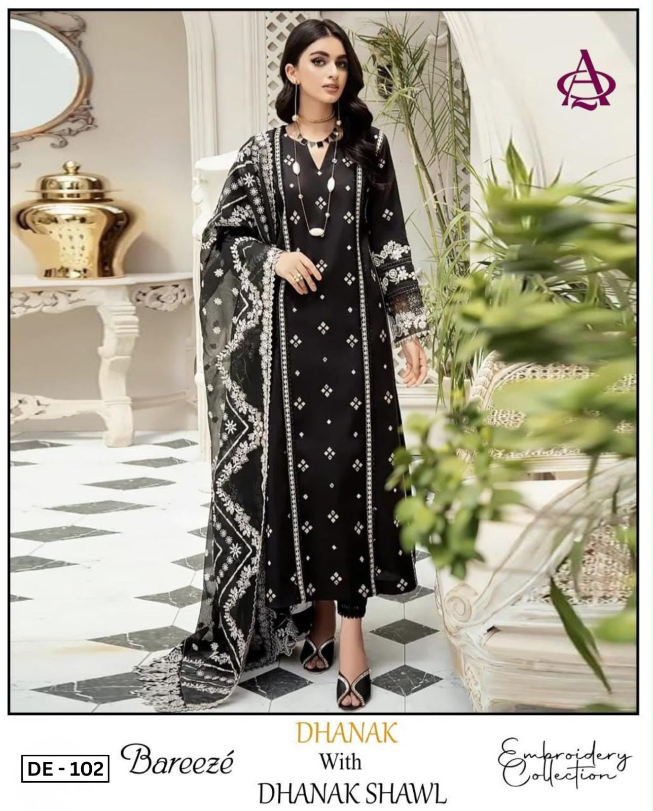 Zara Shah Dhanak Embroidered 3PC Suit D#AL841 - DESIGN 11