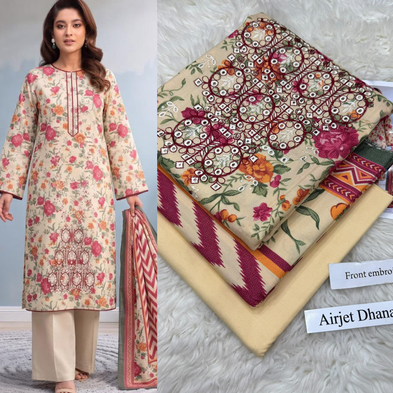 Airjet Dhanak with Dhanak Dupatta Sequence Embroidered - DESIGN 17