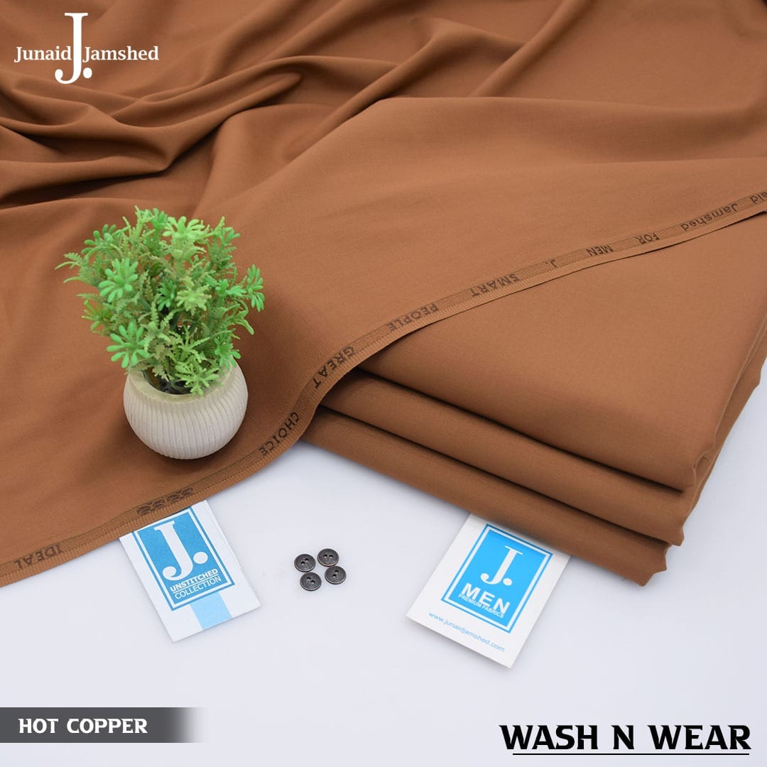 JUNAID JAMSHED SUMMER WASH N WEAR MENS UNSTITCHED - BROWN