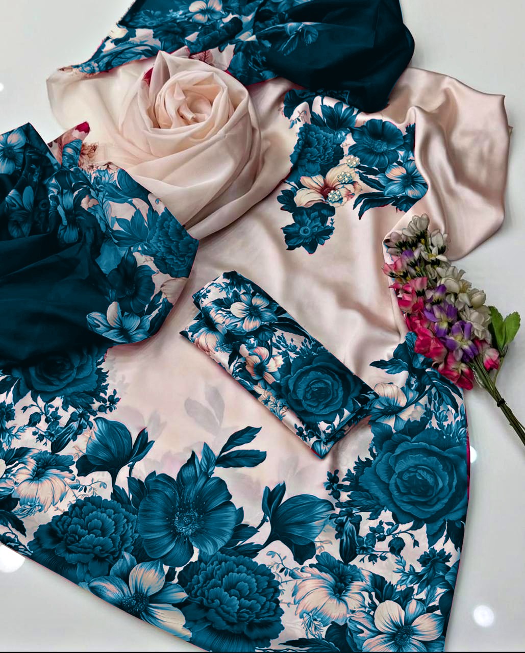 Digital Printed Shamoz Silk 3pc Suit - DESIGN 13