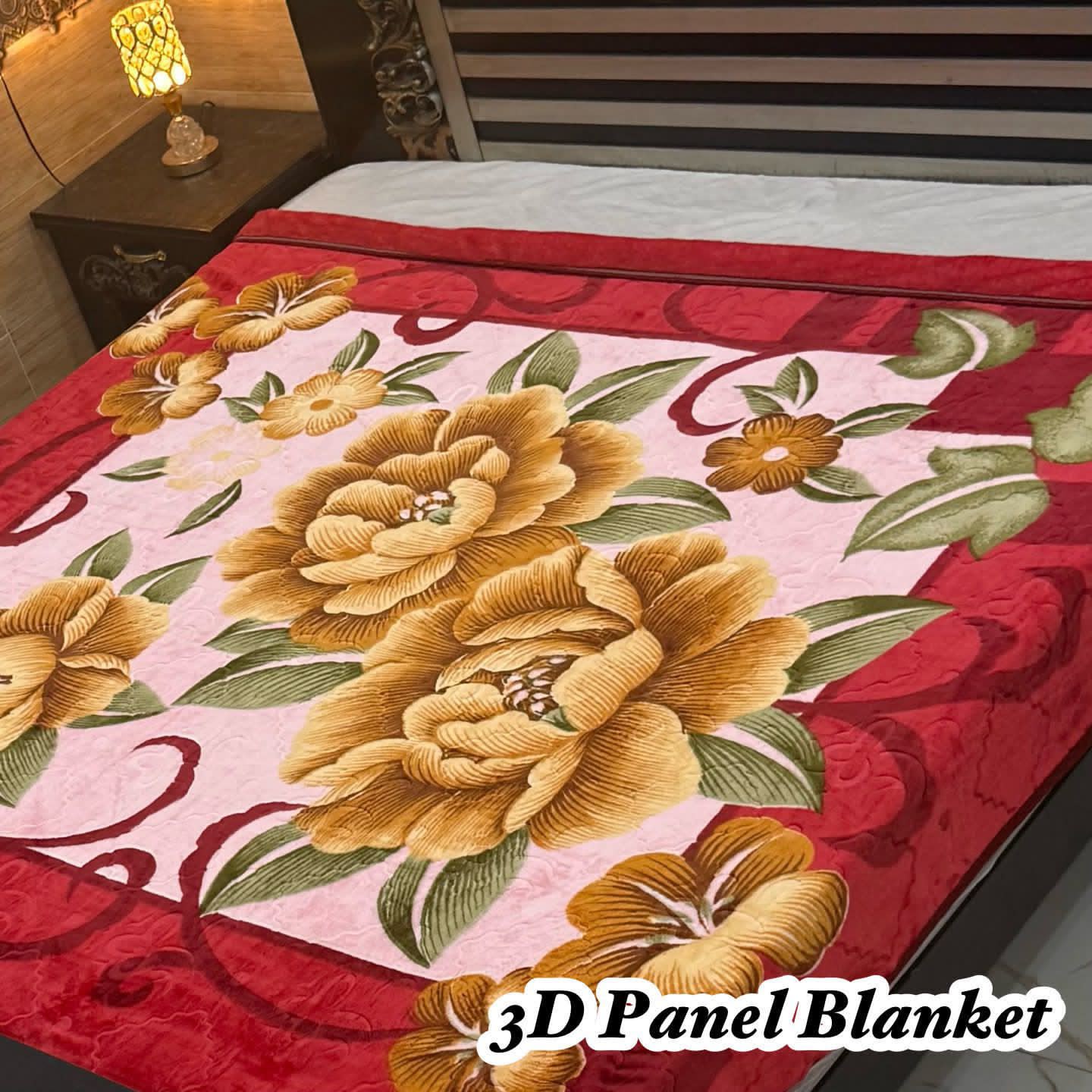 Irani Four Border 3D Panel Embossed Blanket Double Bed - Design 32