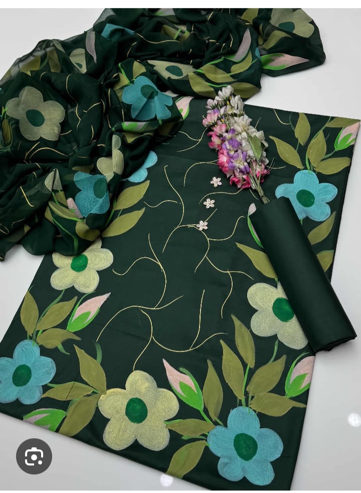Digital Printed Shamoz Silk 3pc Suit - DESIGN 30