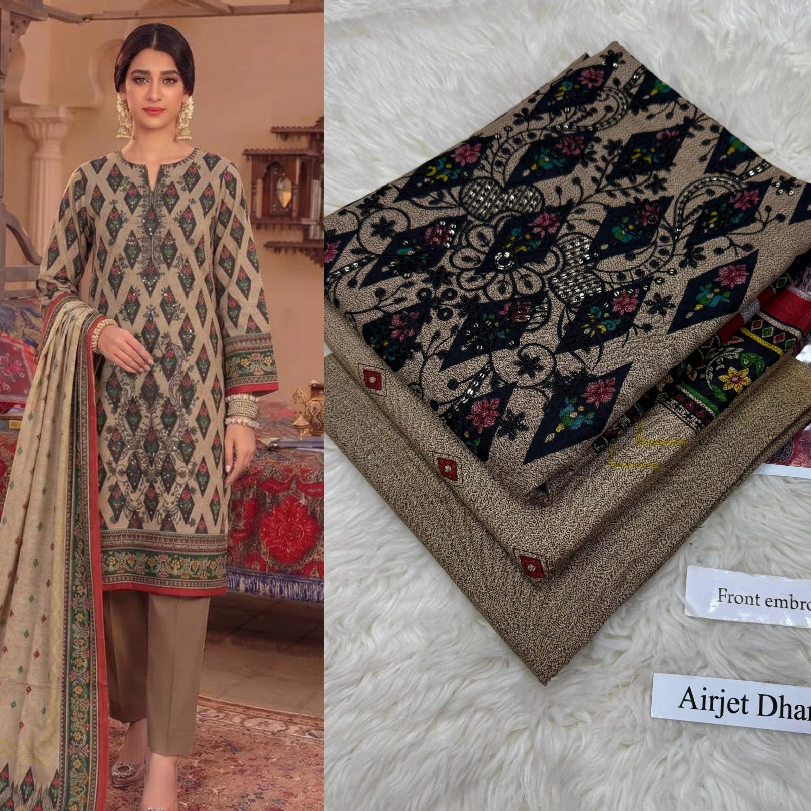 Airjet Dhanak with Dhanak Dupatta Panel Sequence Embroidered - DESIGN 27