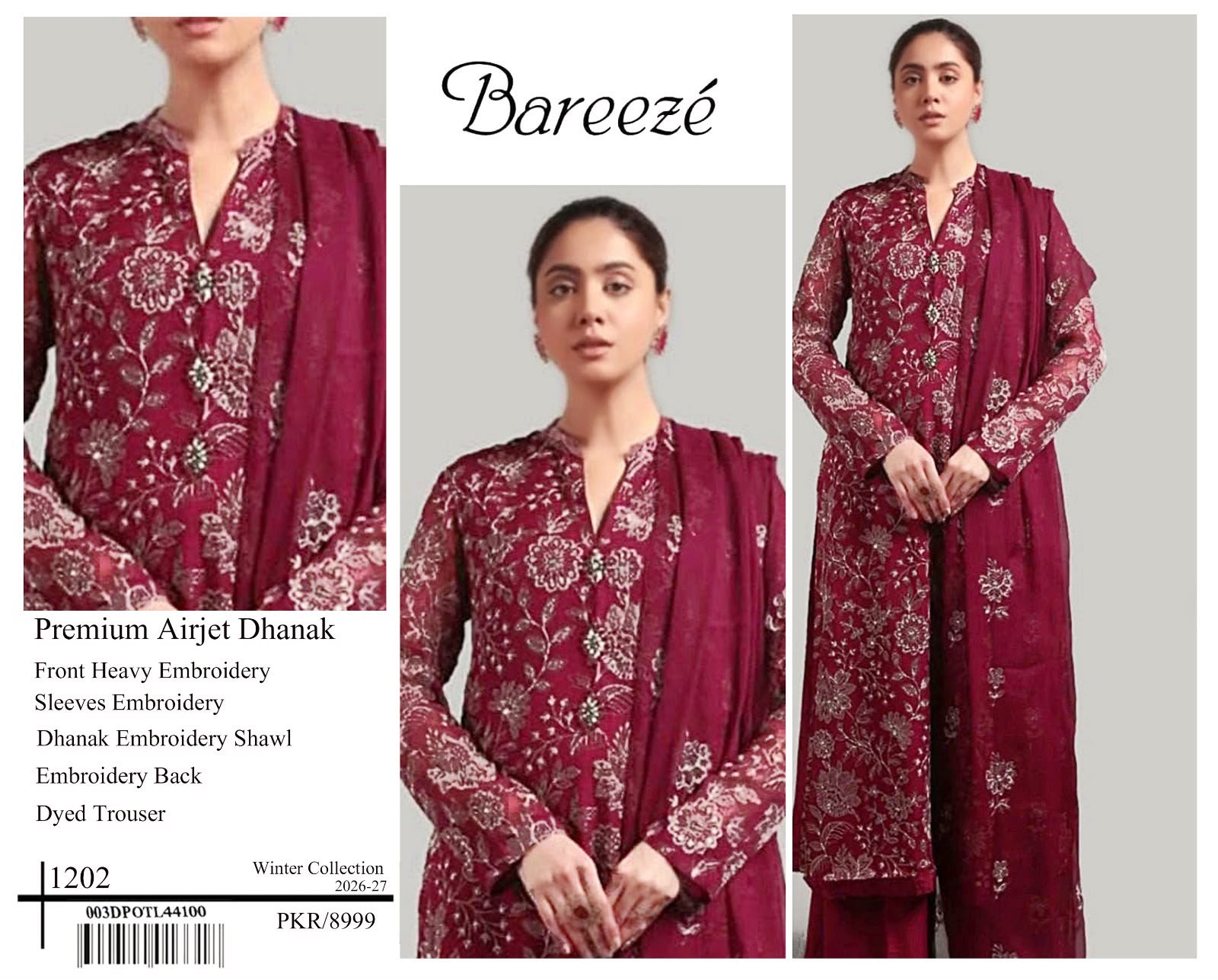 Bareeze Dhanak 3PC Suit - DESIGN 10