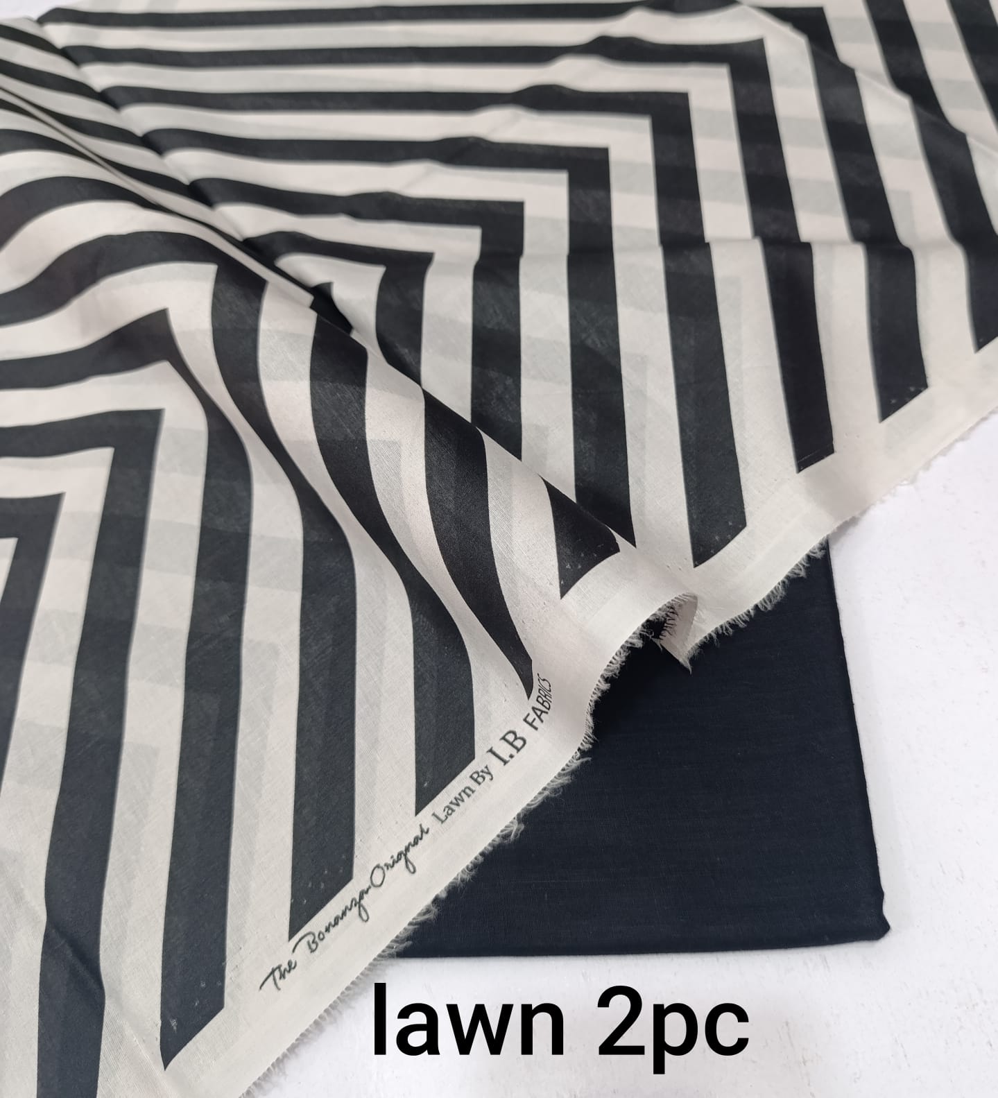 BONANZA 2PC LAWN SUMMER COLLECTION - BLACK WHITE STRIPE