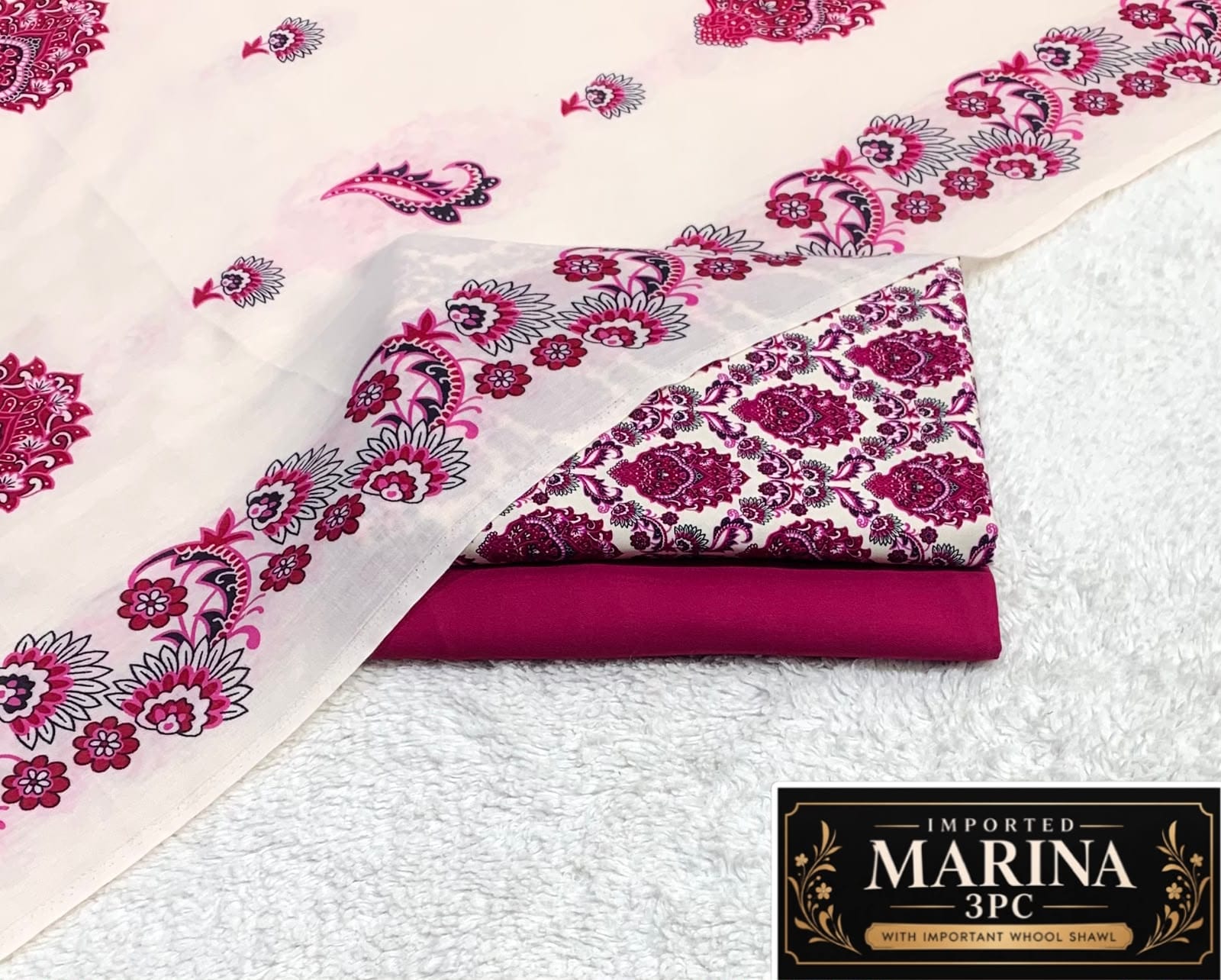 IMPORTED MARINA 3PC COLLECTION BY IT - WHITE MAGENTA