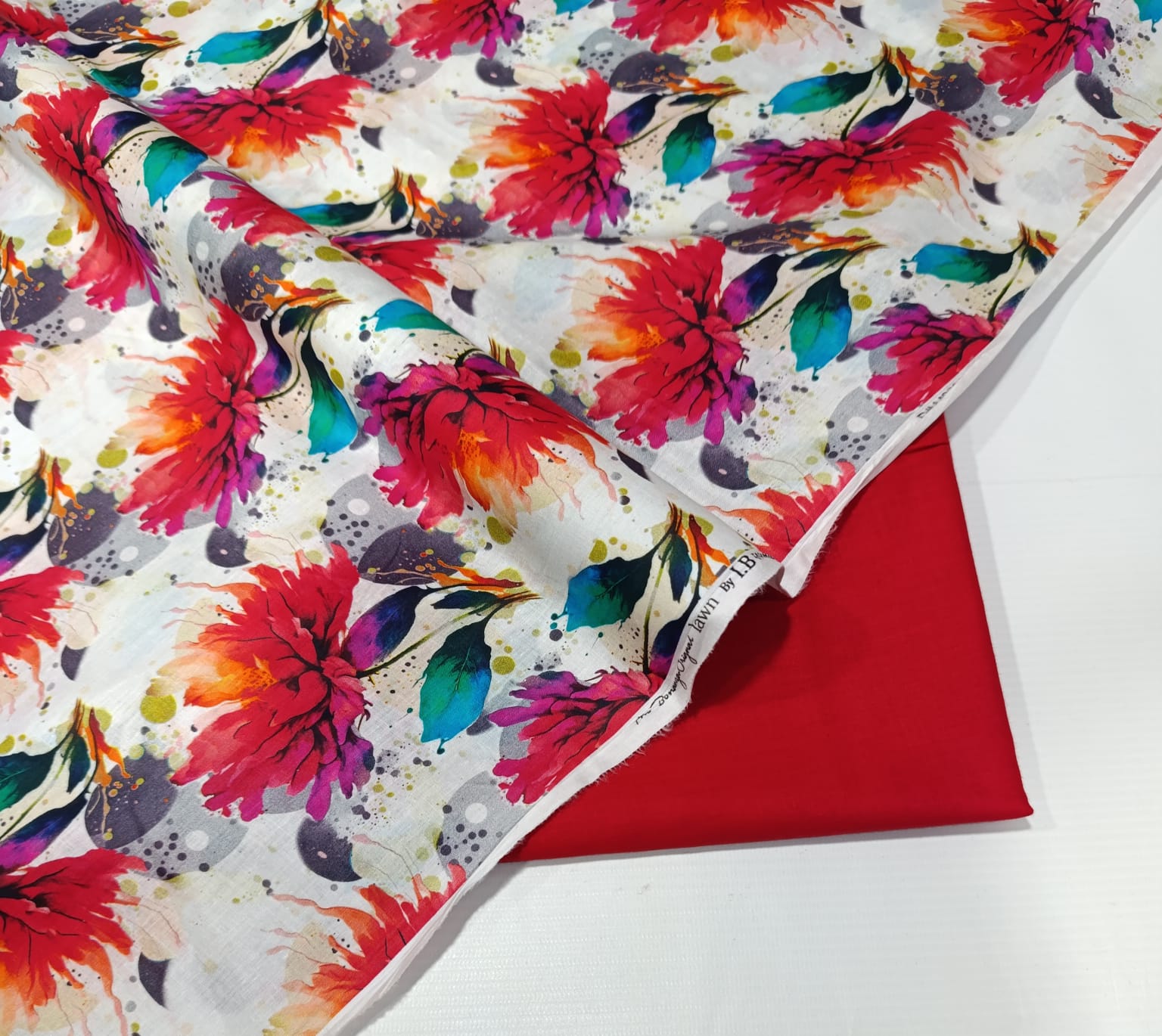 BONANZA 2PC LAWN SUMMER COLLECTION - WHITE RED