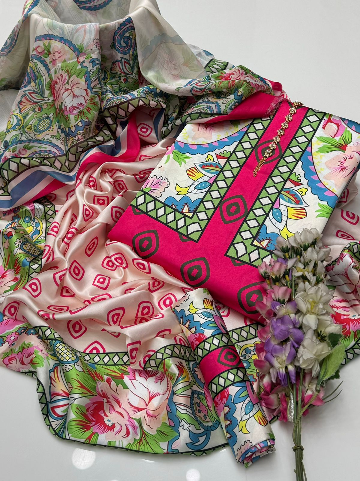 SHAMOOZ SILK DIGITAL PRINTED 3PC - DESIGN 25