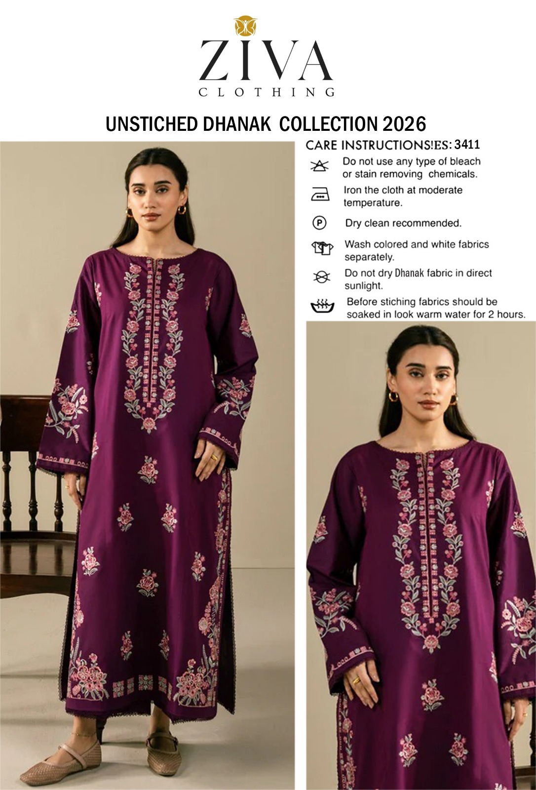 Dhanak Embroidered 2pc - Design 03