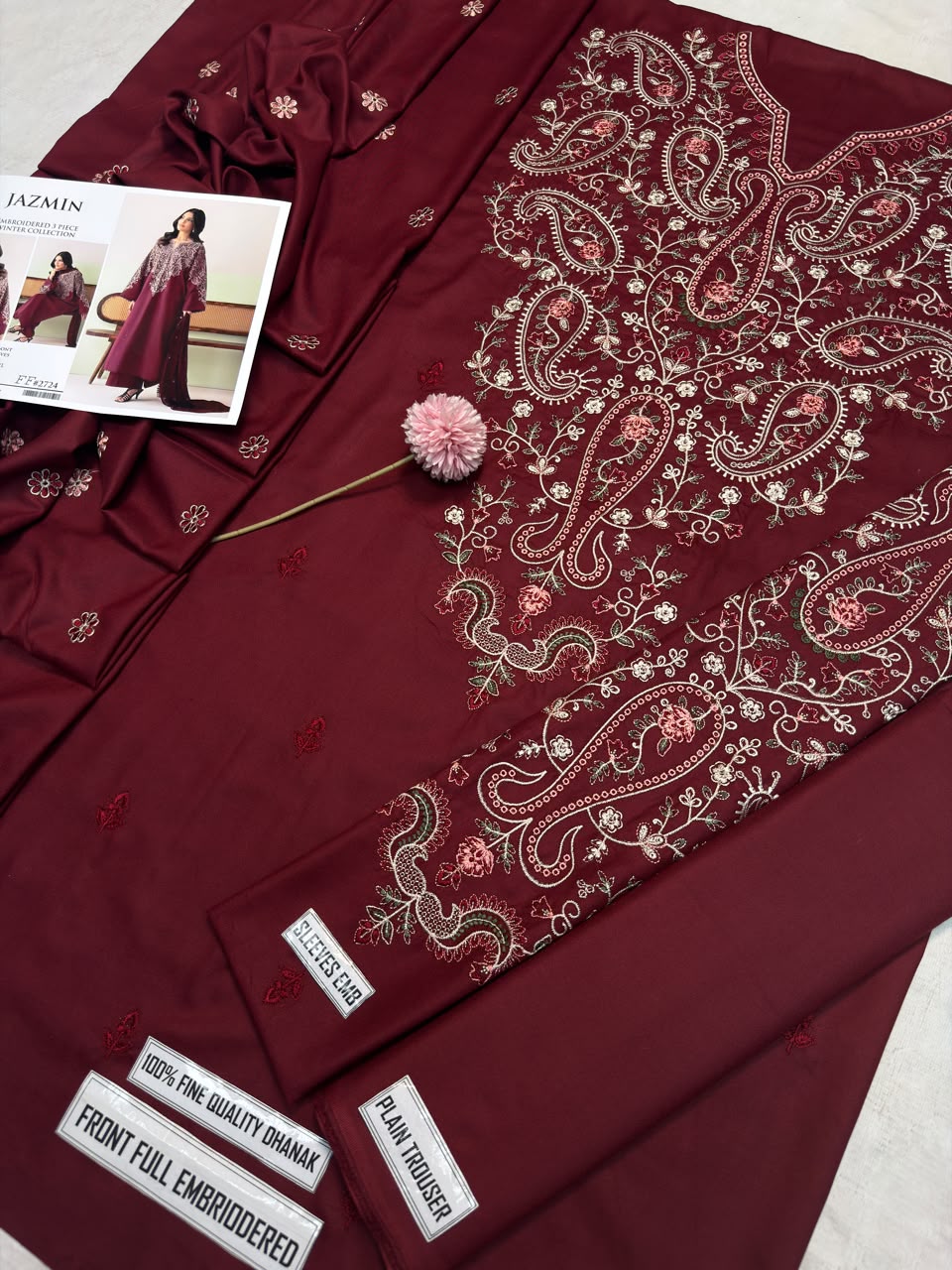 Jazmin Dhanak Embroidered 3PC Suit D#2724 - DESIGN 02