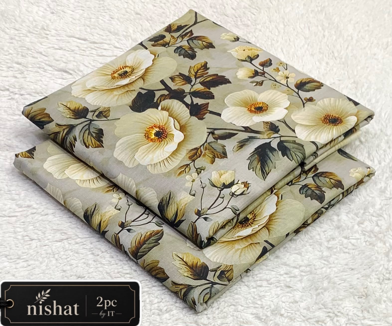 NISHAT ALLOVER KHADDAR 2PC BY IT - BEIGE FLORAL
