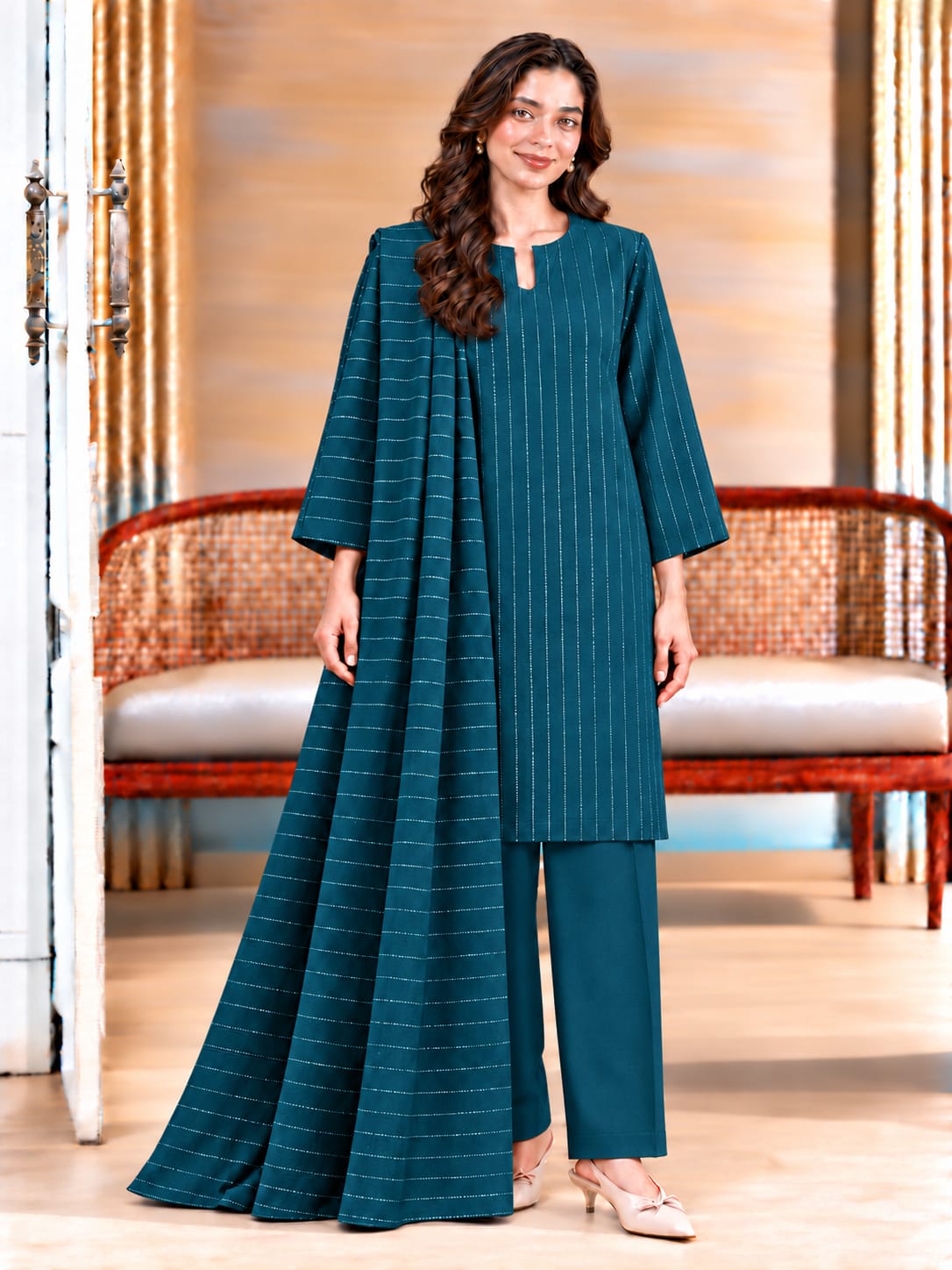 Bareeze Winter Dhanak Marina Velvet 3pc - DESIGN 04