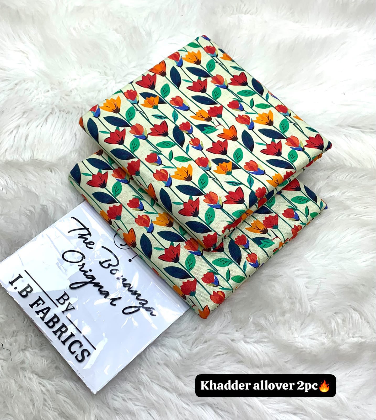 BONANZA 2PC KHADDAR ALLOVER ORIGINAL - WHITE MULTI