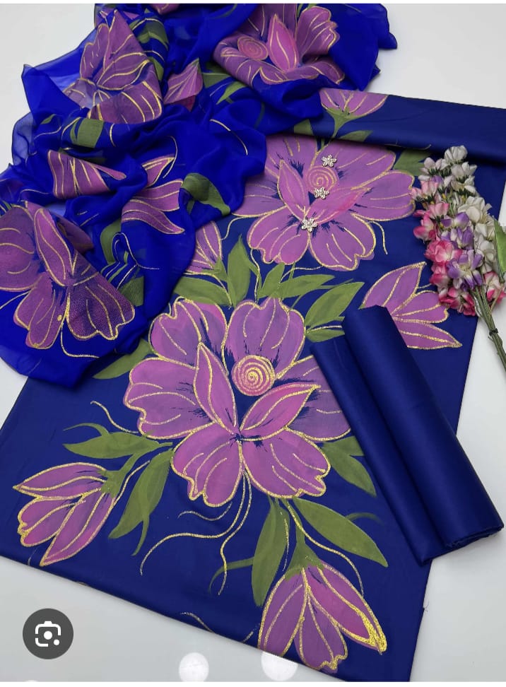 Digital Printed Shamoz Silk 3pc Suit - DESIGN 12