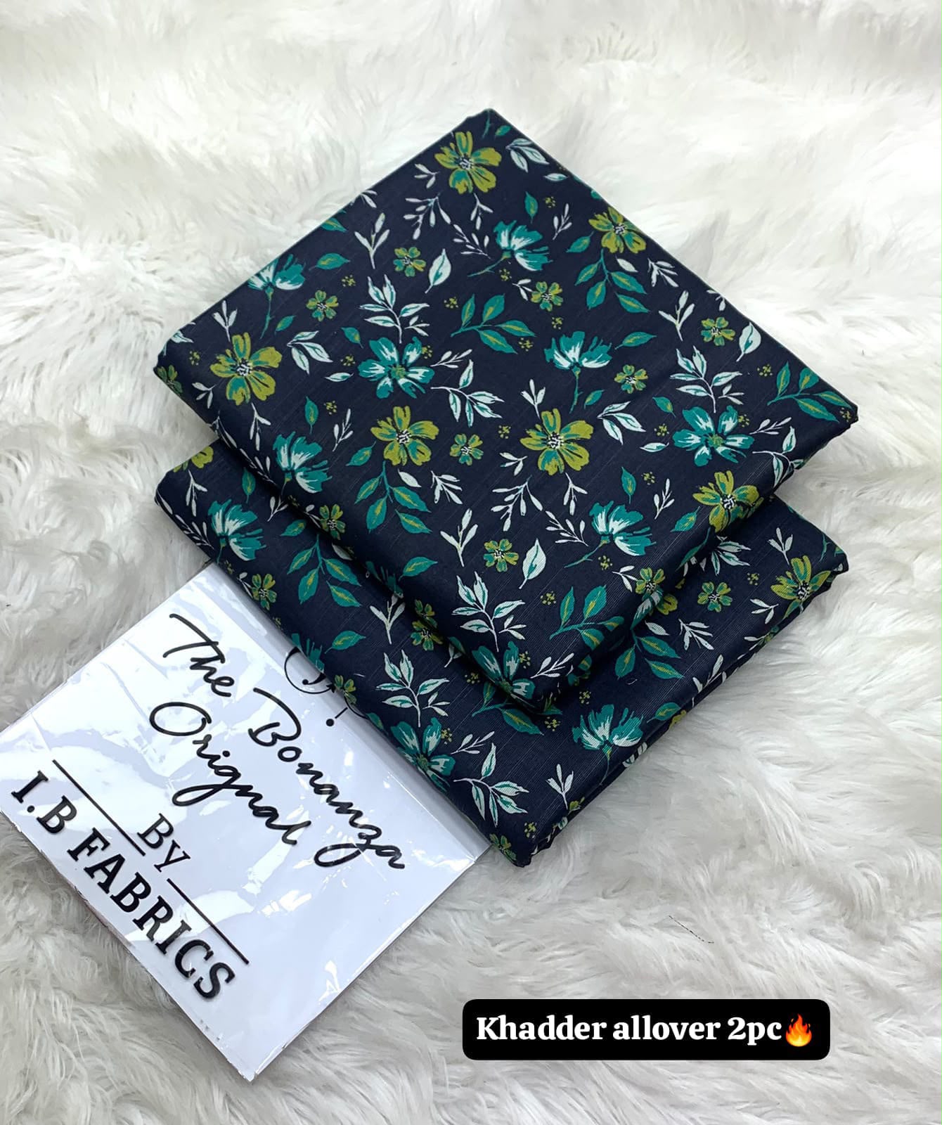 BONANZA 2PC KHADDAR ALLOVER ORIGINAL - TEAL FLORAL