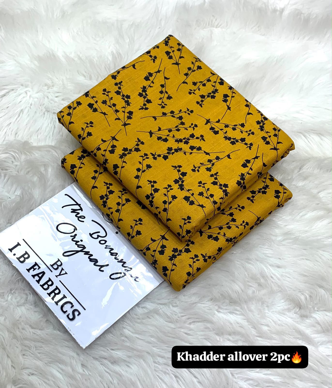 BONANZA 2PC KHADDAR ALLOVER ORIGINAL - MUSTARD PRINT