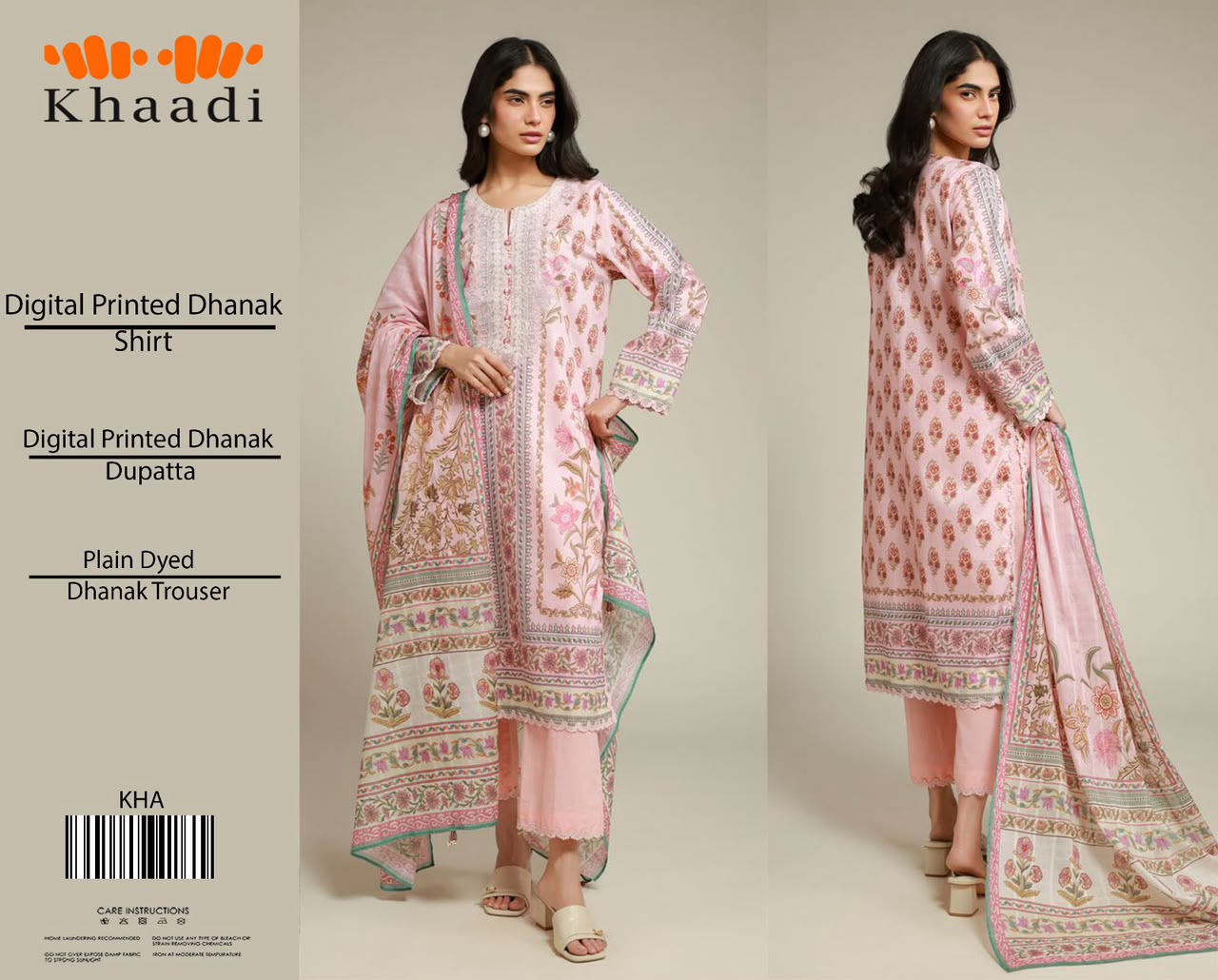 Khaadi Dhanak Printed 3PC Suit - DESIGN 02
