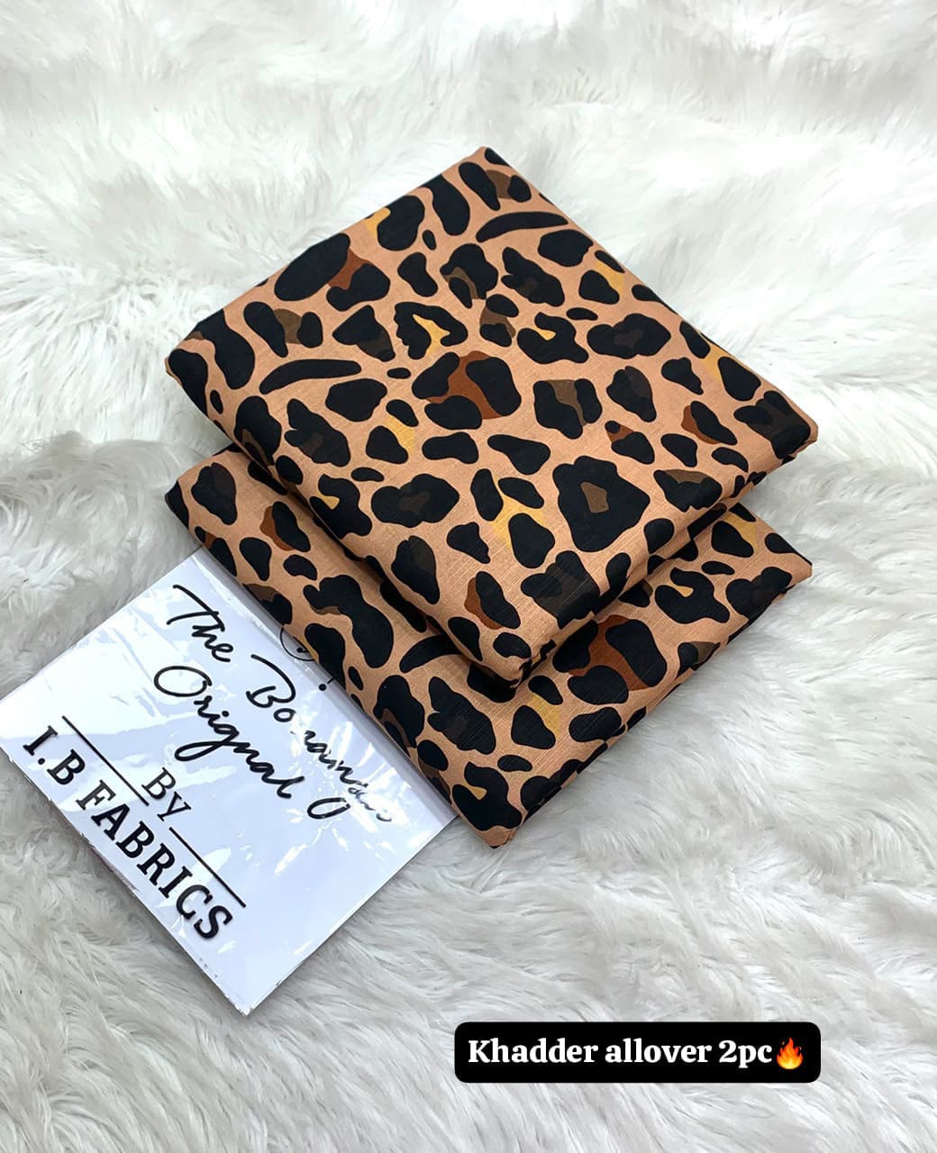 BONANZA 2PC KHADDAR ALLOVER ORIGINAL - LEOPARD BROWN