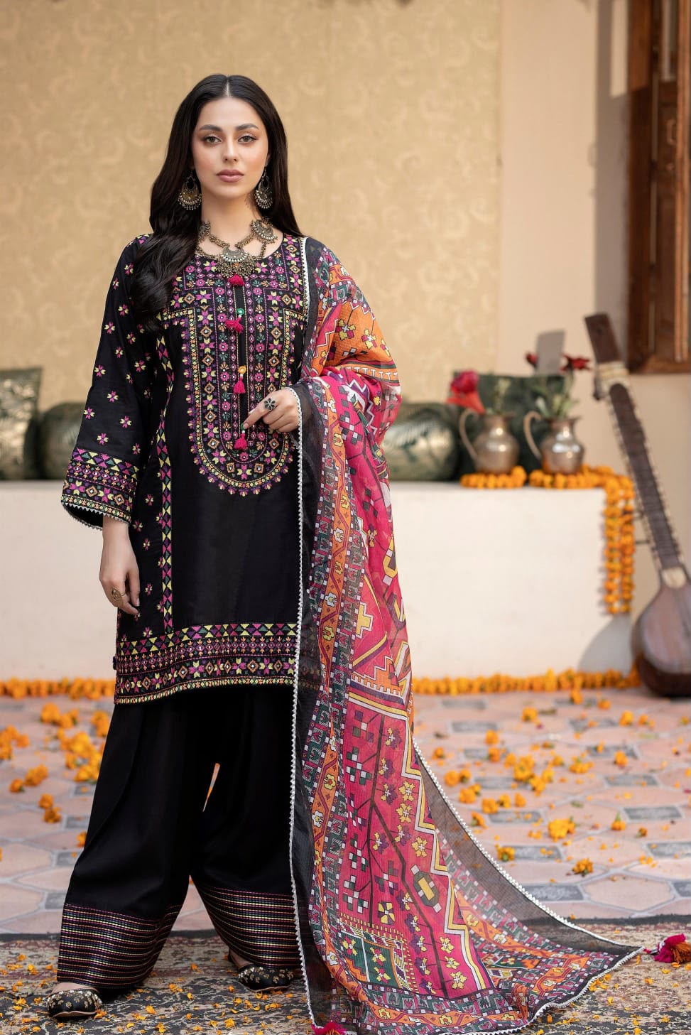 Batik Dhanak Embroidered 3PC Suit D#2734 - DESIGN 04