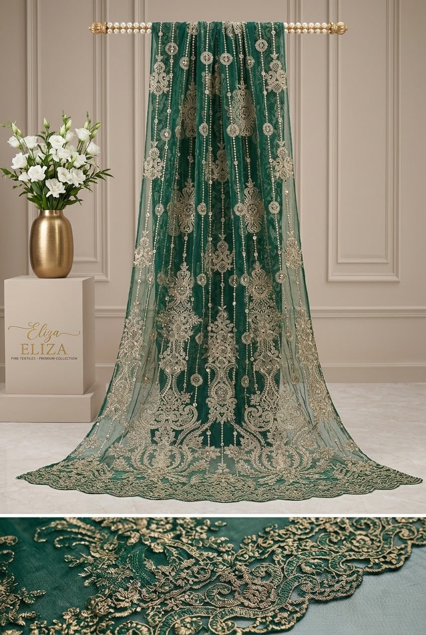 Maxi Tilla Zari Embroidered Fabric 3 Yards - DESIGN 06