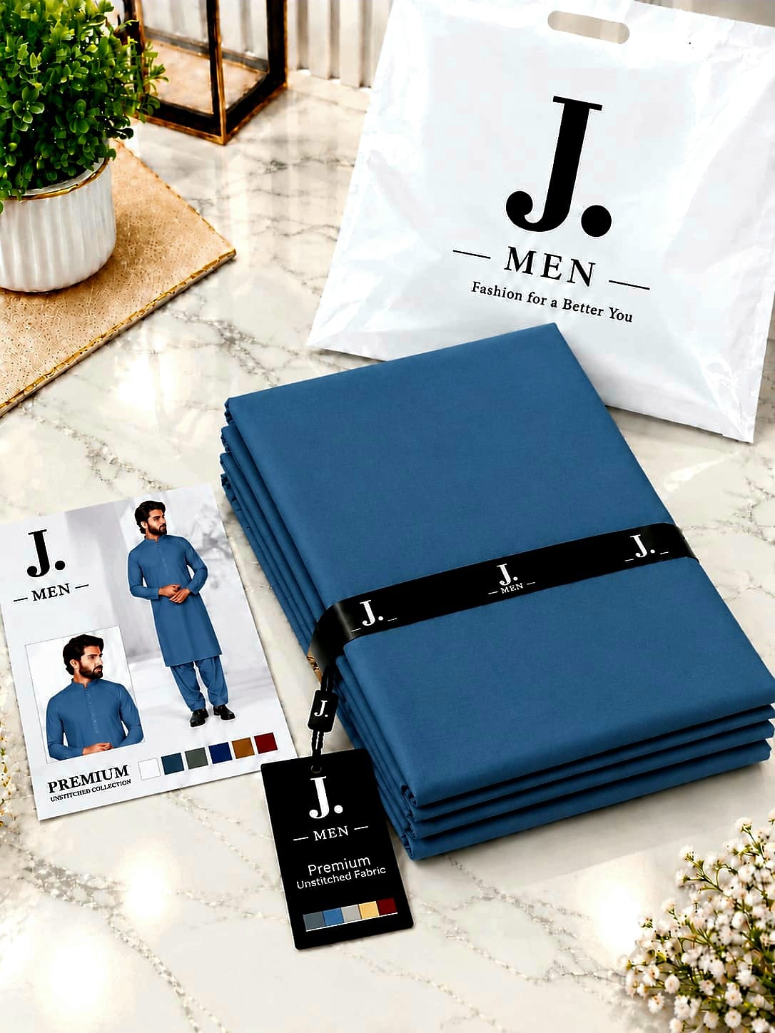 J. Junaid Jamshed Men SS26 Soft Cotton Unstitched - Design 04