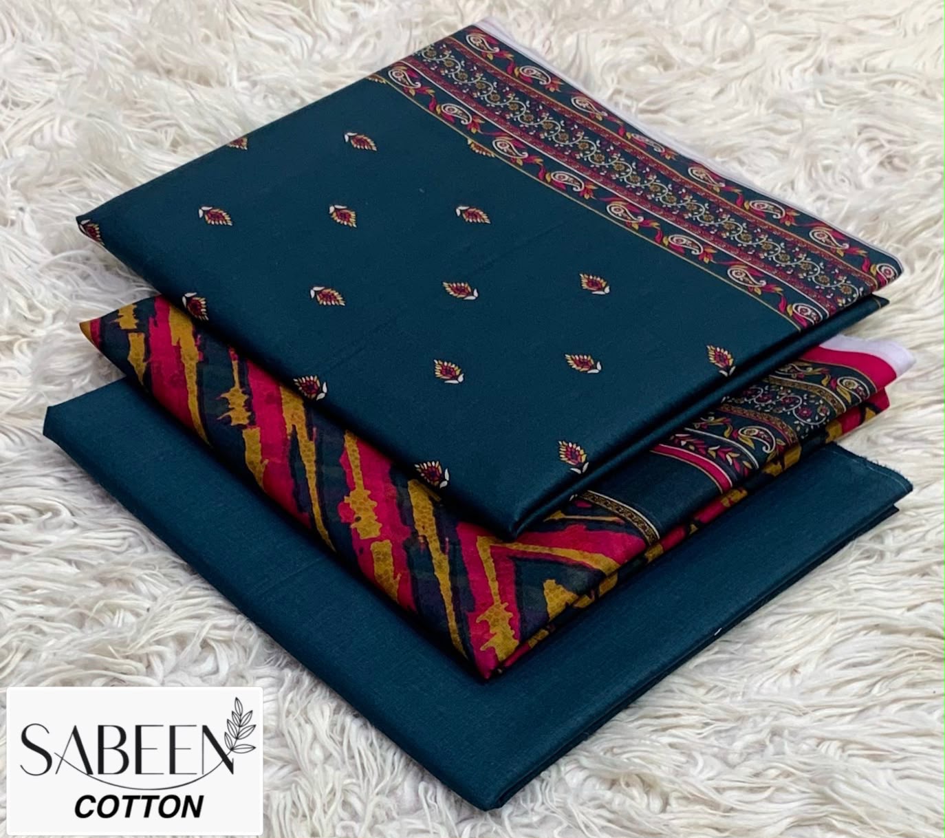 SABEEN COTTON ORIGINAL 3PC - TEAL MULTI