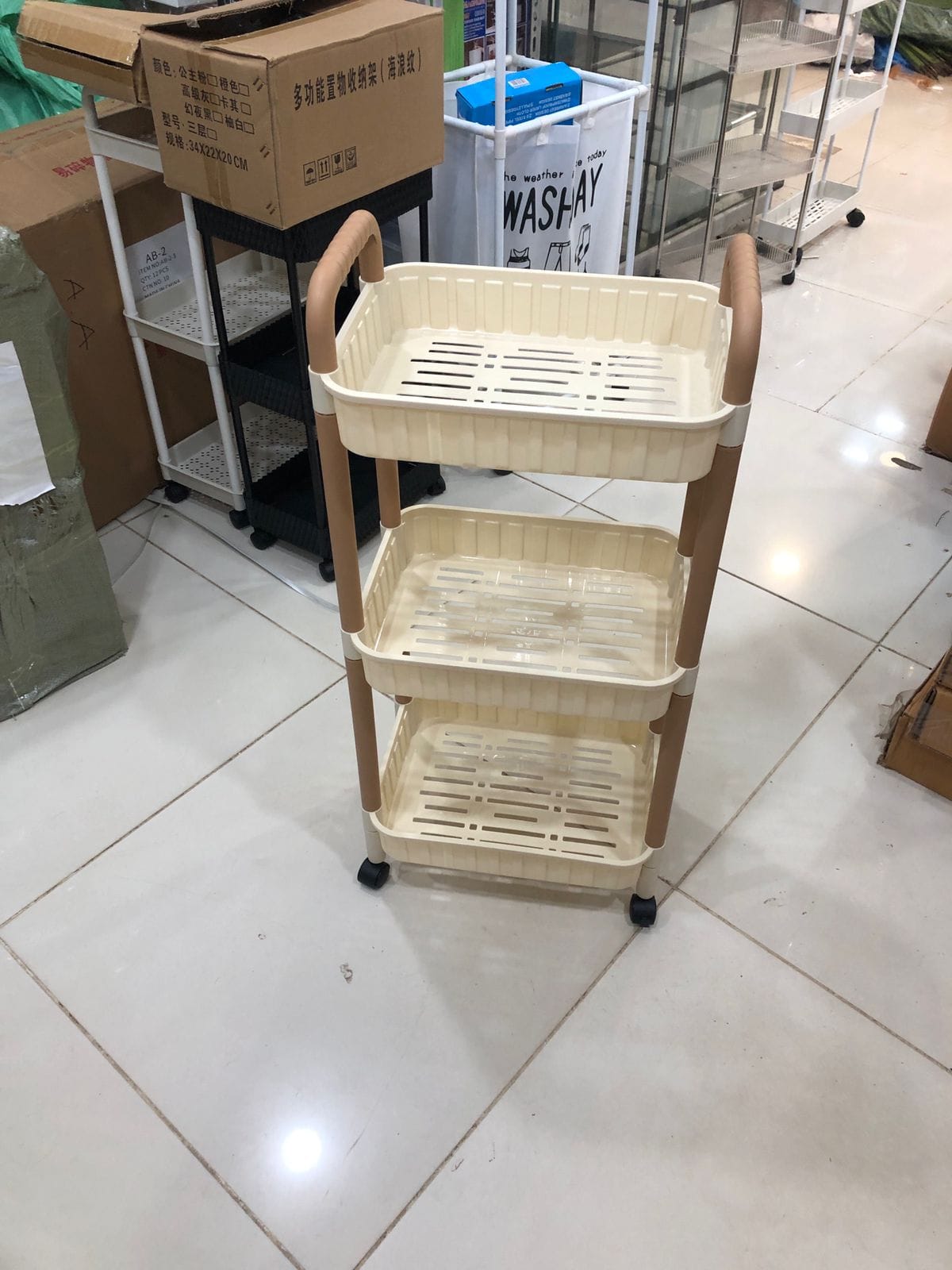 3 Layer Plastic Rolling Utility Cart