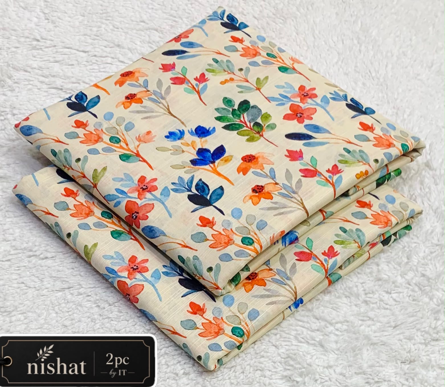NISHAT ALLOVER KHADDAR 2PC BY IT - WHITE MULTI